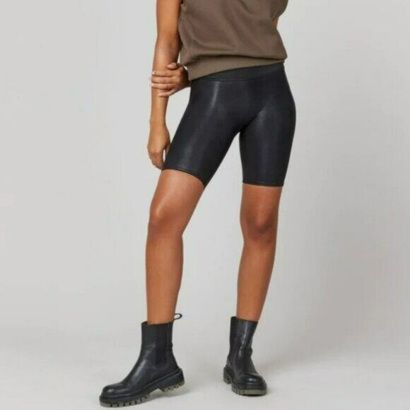 Spanx Shorts Black Size Small NWT Faux Leather Biker Sold Out - Picture 9 of 9